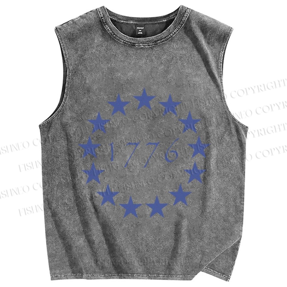 Unisex 1776 Independence Day Printed Washed Tank Top