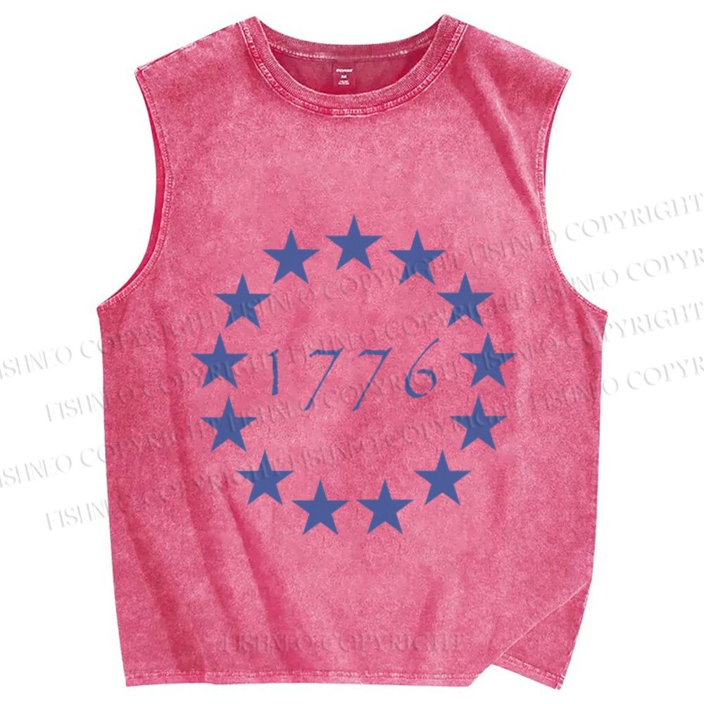 Unisex 1776 Independence Day Printed Washed Tank Top