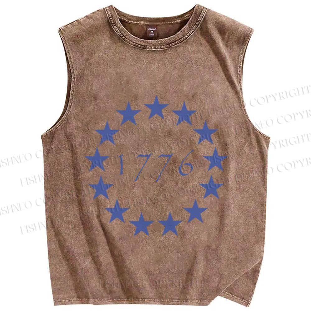 Unisex 1776 Independence Day Printed Washed Tank Top