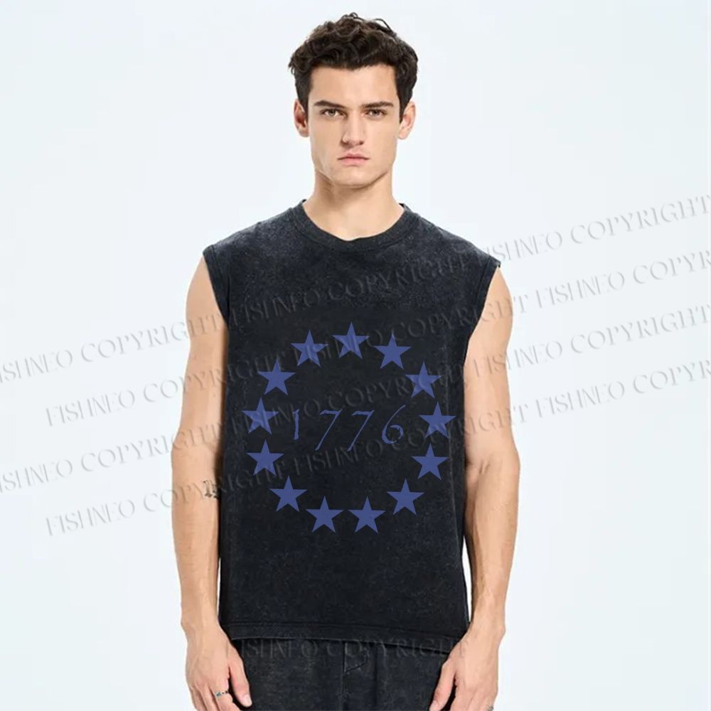 Unisex 1776 Independence Day Printed Washed Tank Top