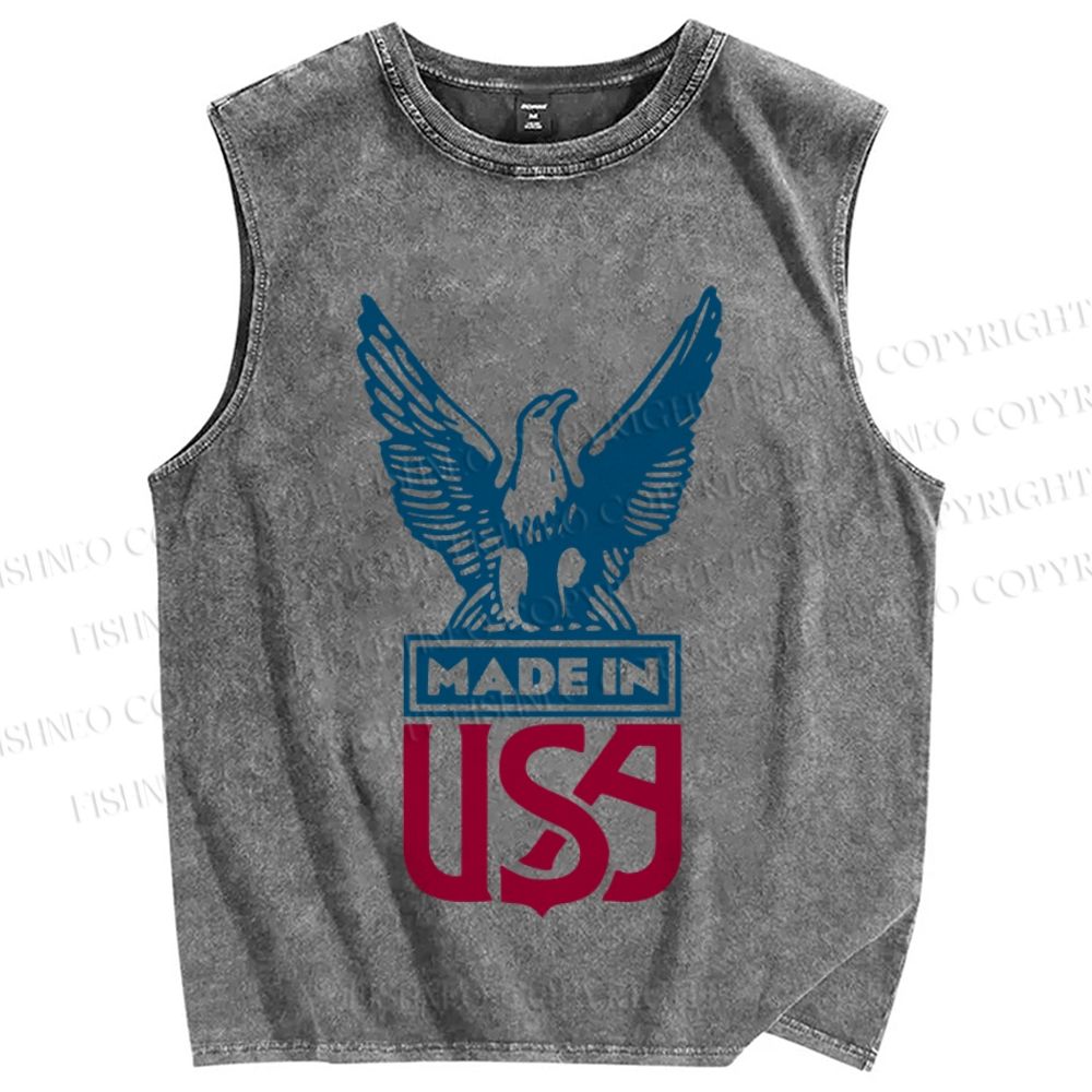 Unisex Independence Day Printed Washed Tank Top