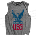 Unisex Independence Day Printed Washed Tank Top