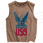 Unisex Independence Day Printed Washed Tank Top
