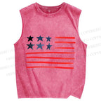 Unisex  Independence Day  Printed Washed Tank Top