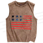 Unisex  Independence Day  Printed Washed Tank Top