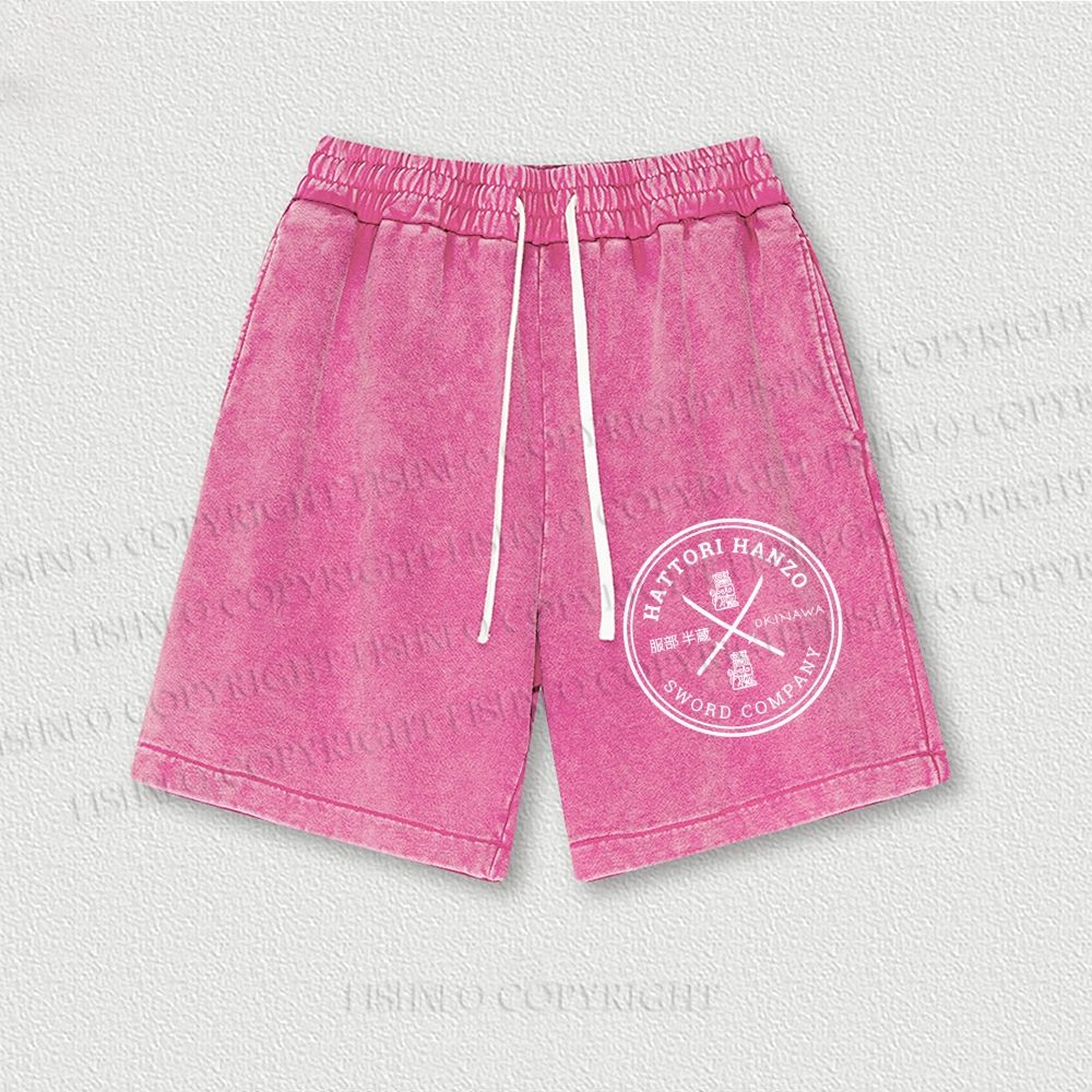 Hattori Hanzo Komainu Okinawa Sword Company Japanese Style Washed Vintage Shorts