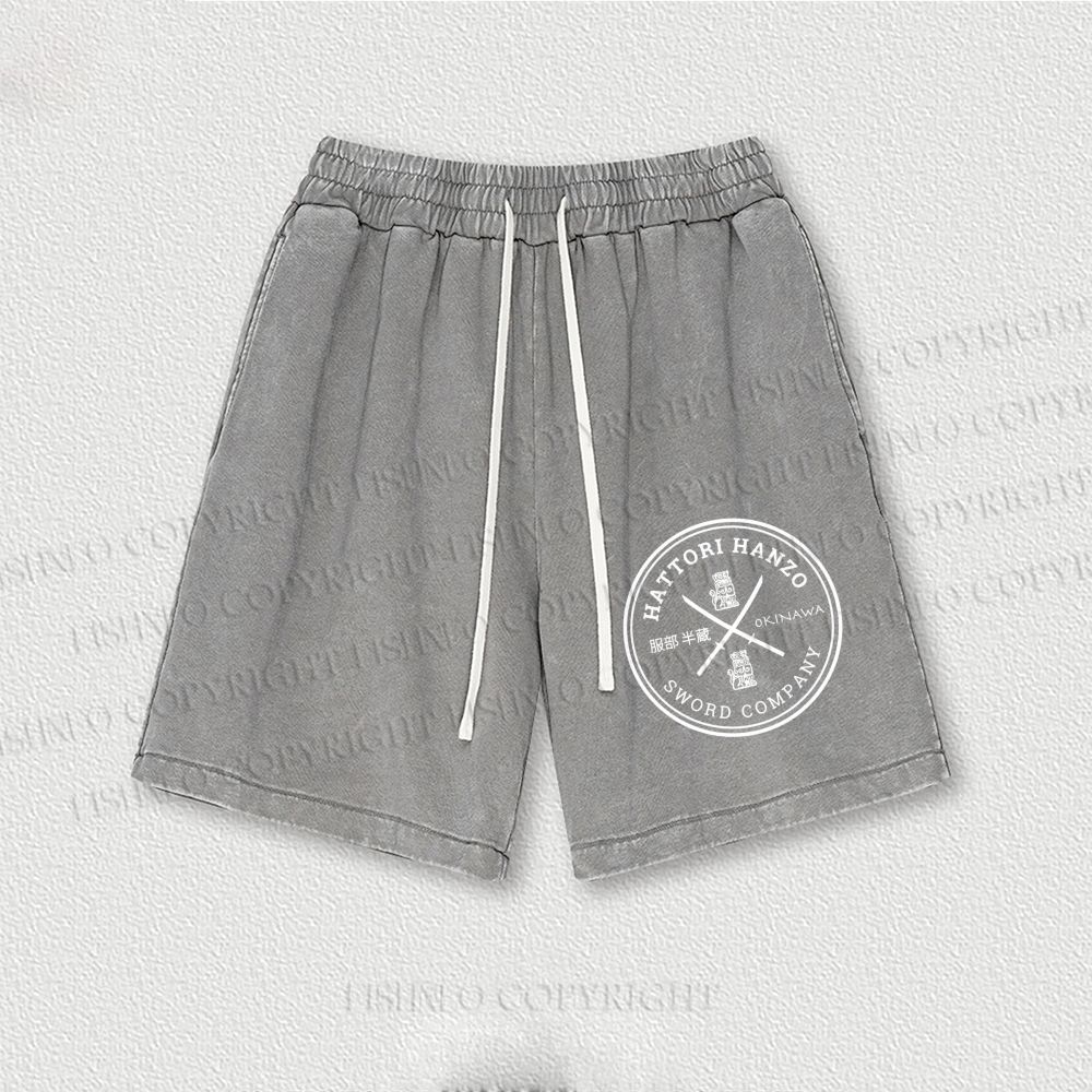 Hattori Hanzo Komainu Okinawa Sword Company Japanese Style Washed Vintage Shorts