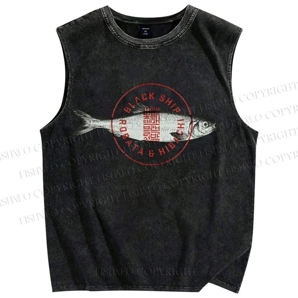Unisex Seal Fish Printed Washed Tank Top