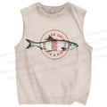 Unisex Seal Fish Printed Washed Tank Top