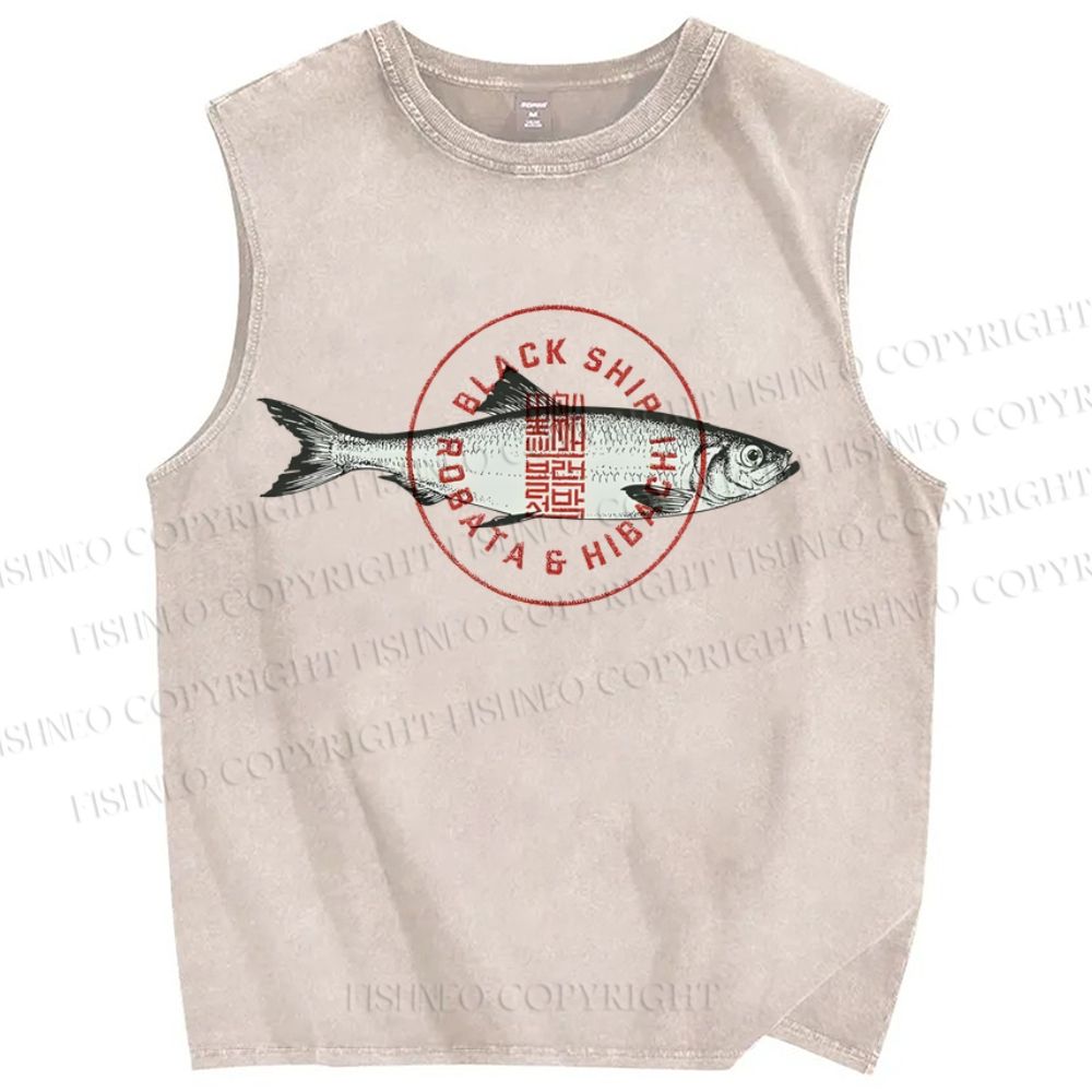 Unisex Seal Fish Printed Washed Tank Top
