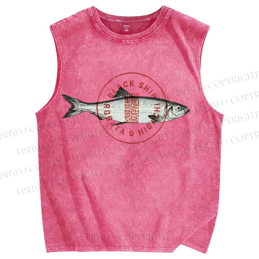 Unisex Seal Fish Printed Washed Tank Top