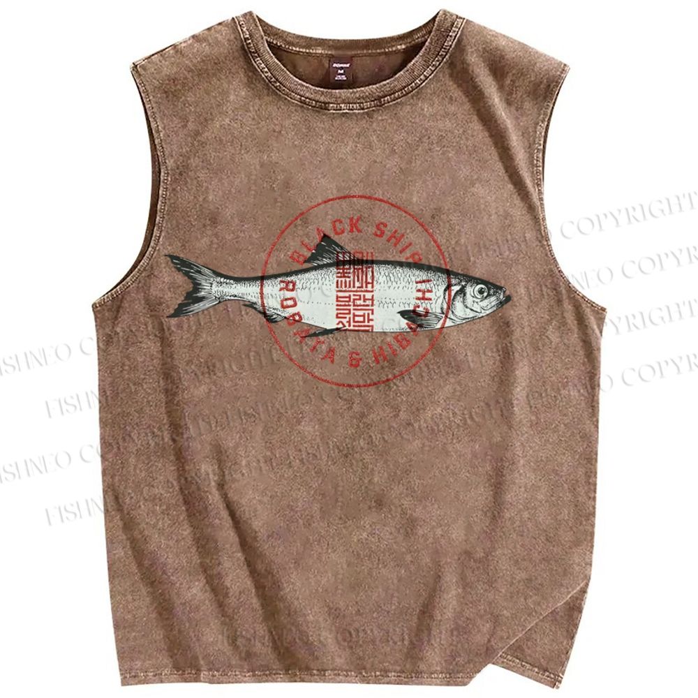 Unisex Seal Fish Printed Washed Tank Top