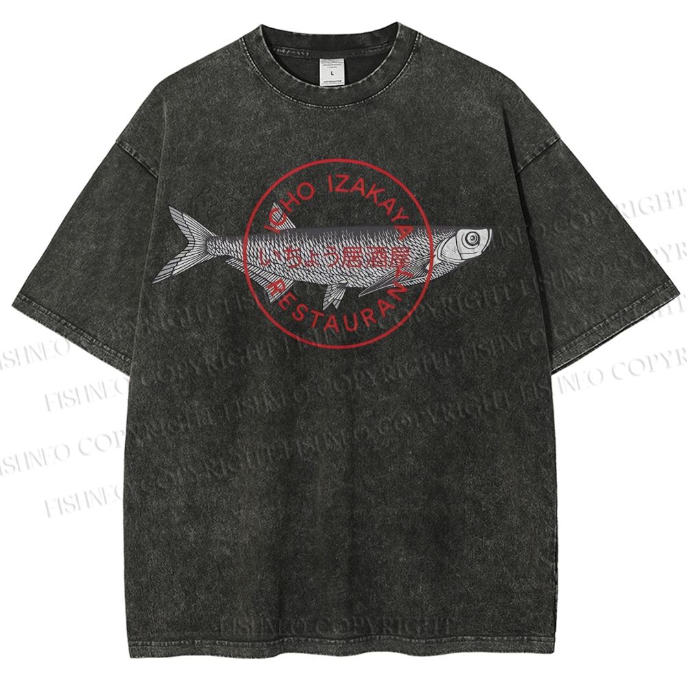 Unisex Seal Fish Printed Washed Tee