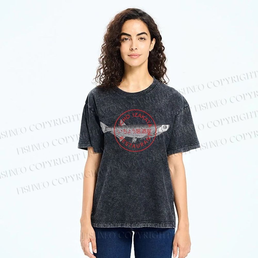 Unisex Seal Fish Printed Washed Tee