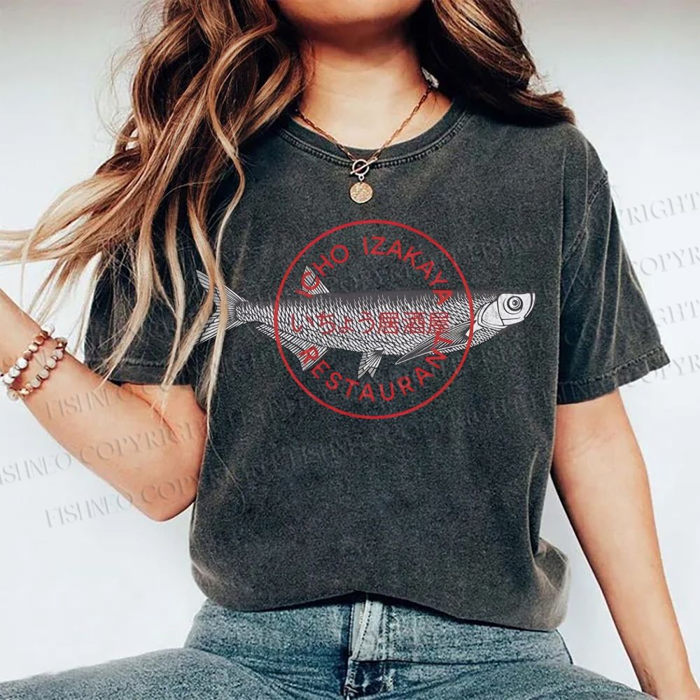 Unisex Seal Fish Printed Washed Tee