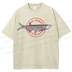 Unisex Seal Fish Printed Washed Tee