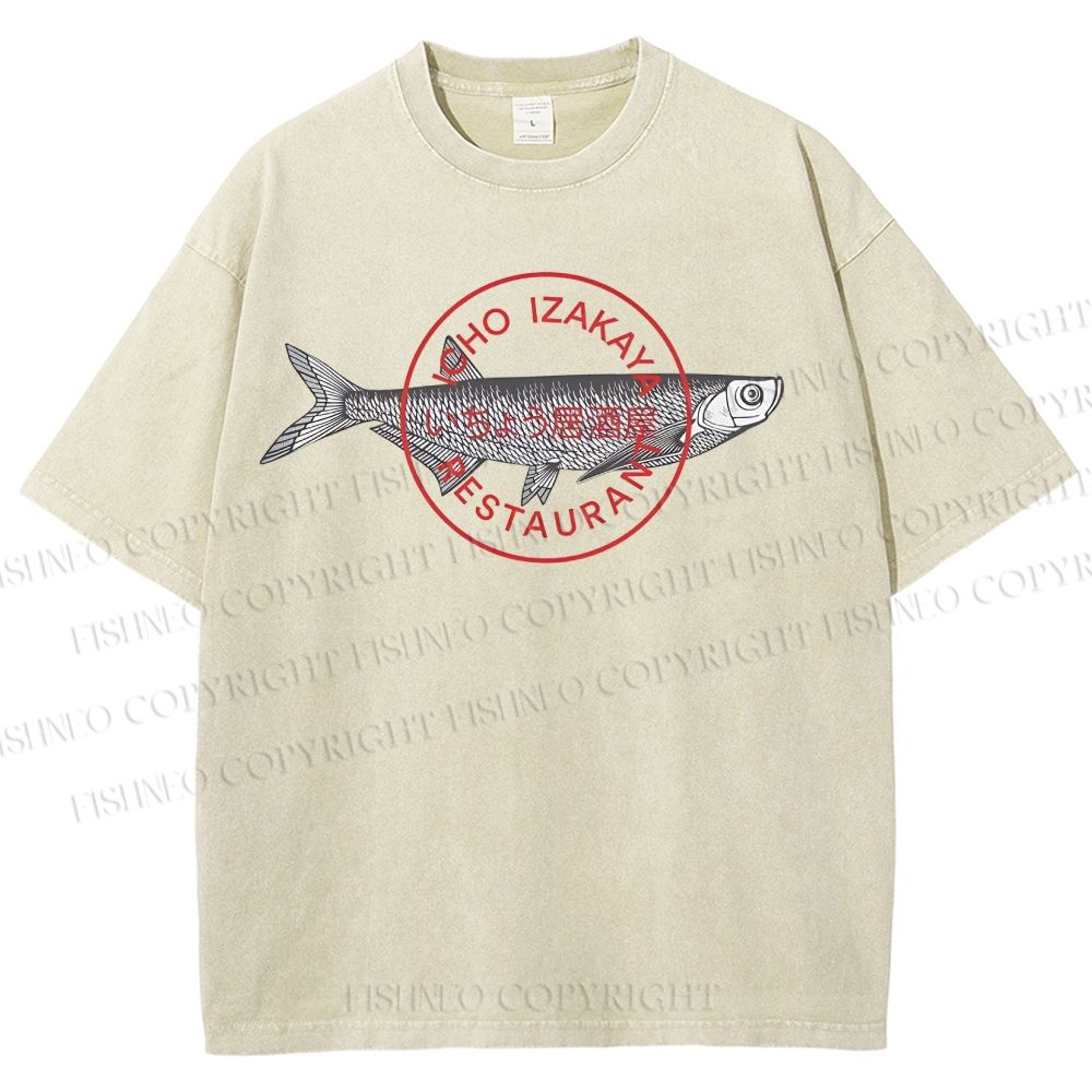 Unisex Seal Fish Printed Washed Tee