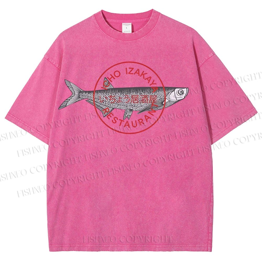 Unisex Seal Fish Printed Washed Tee