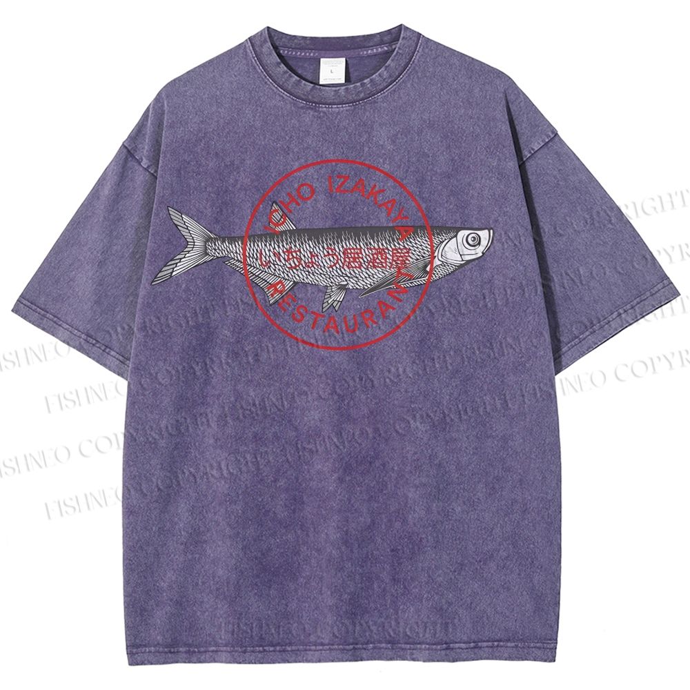 Unisex Seal Fish Printed Washed Tee