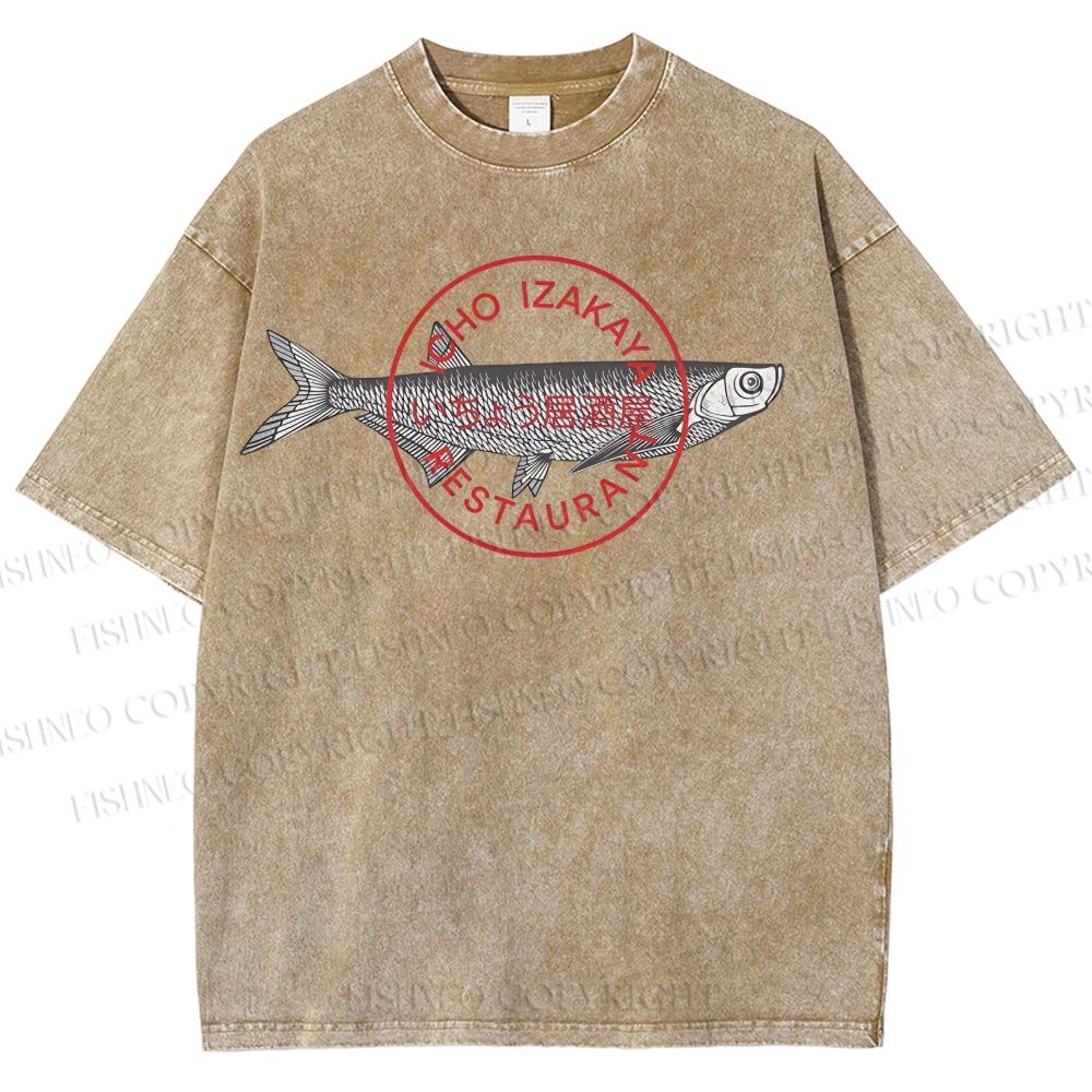 Unisex Seal Fish Printed Washed Tee