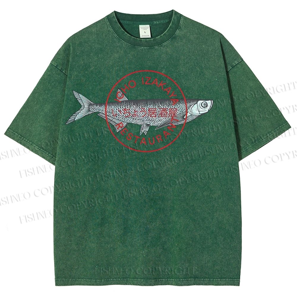 Unisex Seal Fish Printed Washed Tee