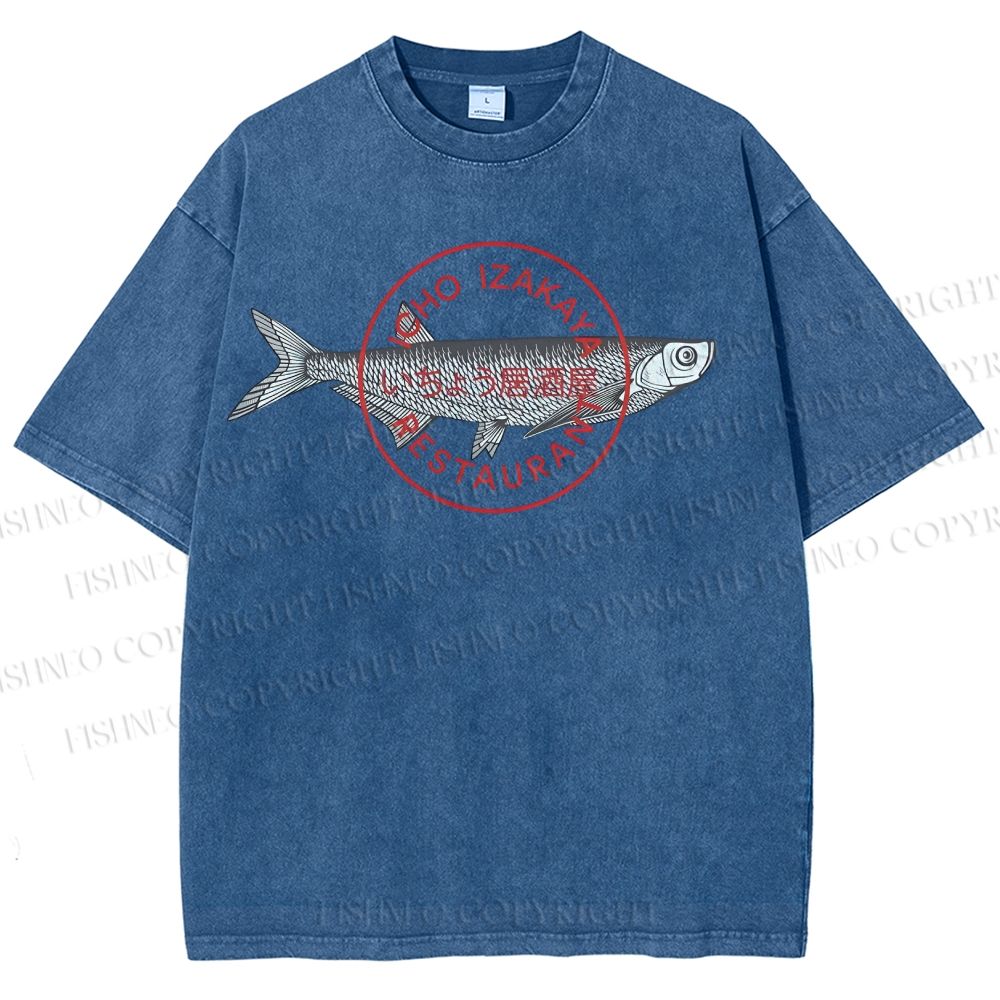 Unisex Seal Fish Printed Washed Tee