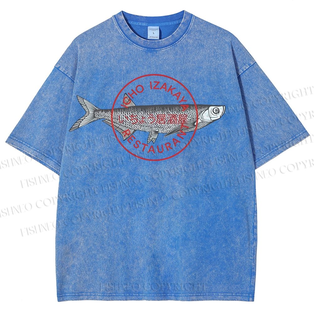 Unisex Seal Fish Printed Washed Tee