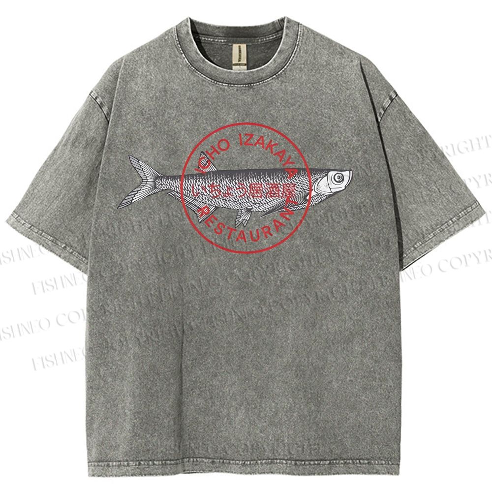 Unisex Seal Fish Printed Washed Tee