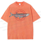 Unisex Seal Fish Printed Washed Tee