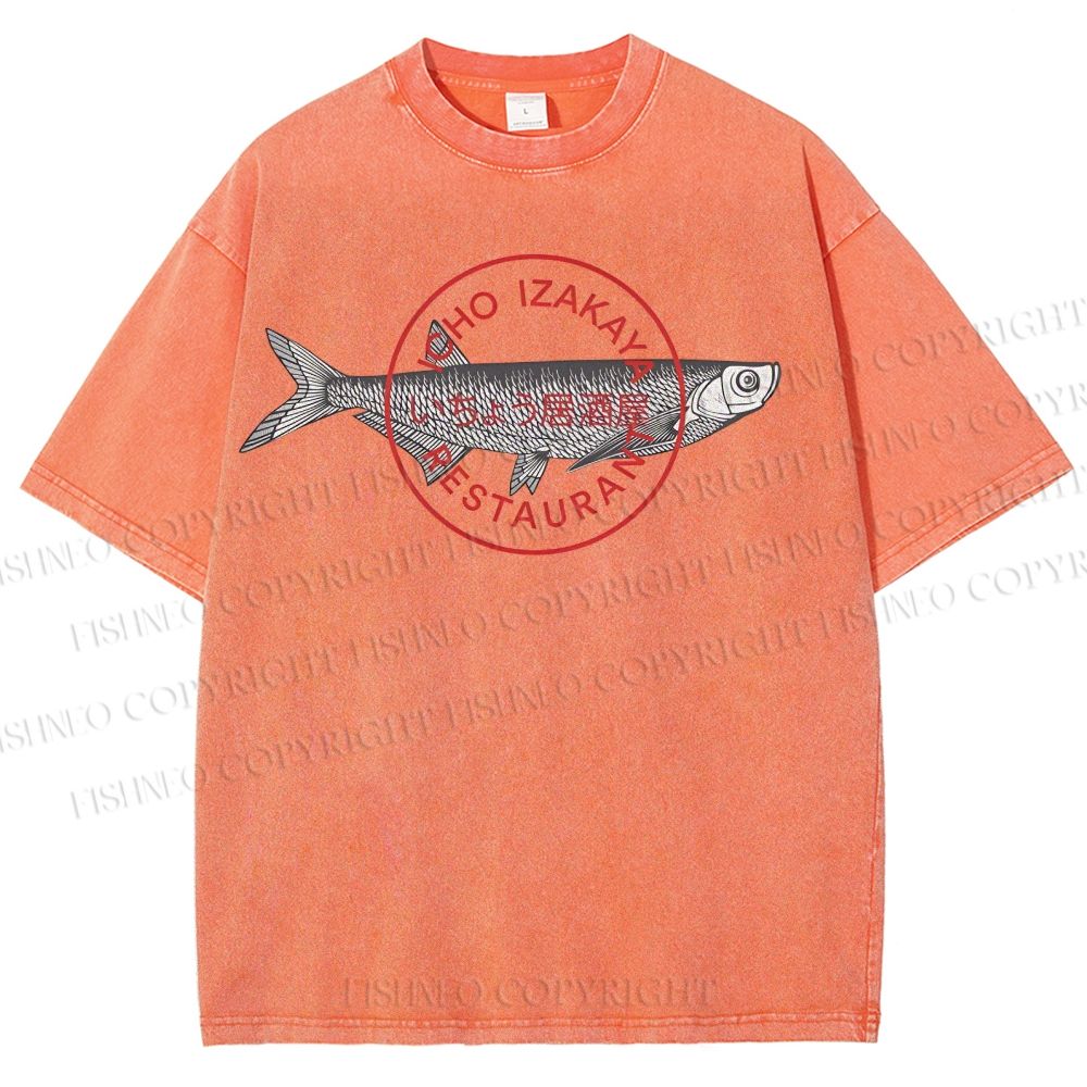 Unisex Seal Fish Printed Washed Tee