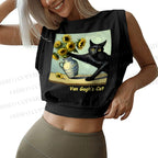 Van Gogh's Naughty Cat Sleeveless Crop Top