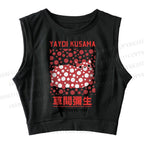 Kusama Cat Vintage Wash Japanese Design Sleeveless Crop Top