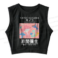 Yayoi Kusama Pink Mushroom Vintage Sleeveless Crop Top