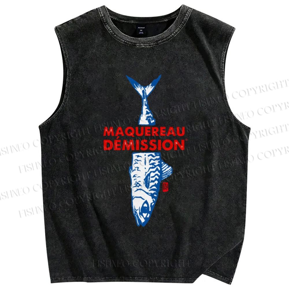 Unisex Sardine Printed Washed Tank Top