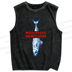 Unisex Sardine Printed Washed Tank Top