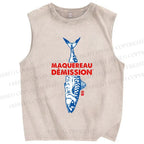 Unisex Sardine Printed Washed Tank Top