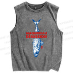 Unisex Sardine Printed Washed Tank Top