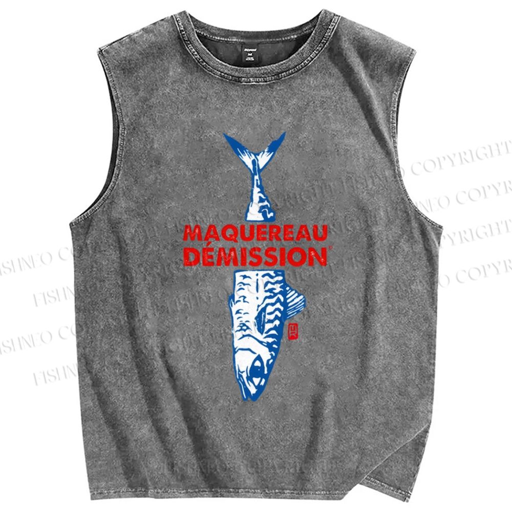 Unisex Sardine Printed Washed Tank Top