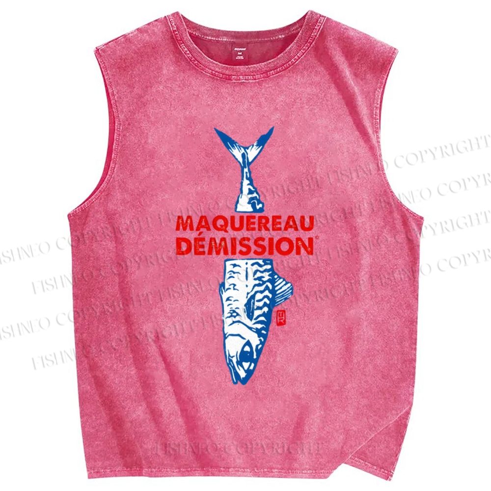 Unisex Sardine Printed Washed Tank Top