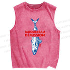 Unisex Sardine Printed Washed Tank Top