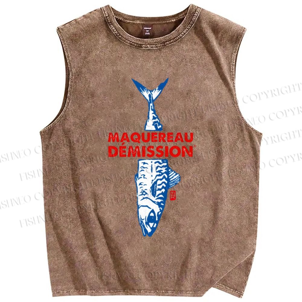 Unisex Sardine Printed Washed Tank Top