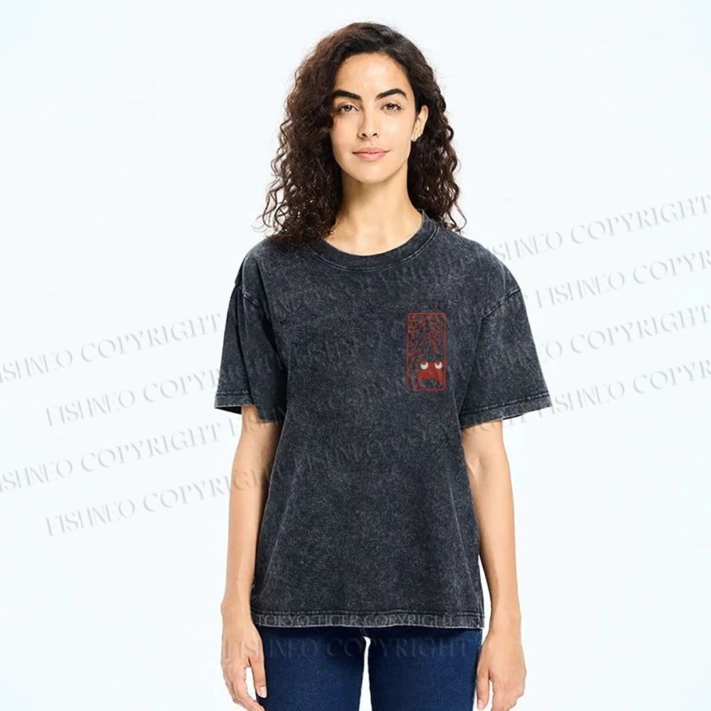 Unisex Vintage Seal Frog Printed Washed Tee