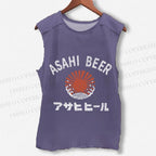 Unisex Asahi Beer Wave Vintage Printed Washed Tank Top