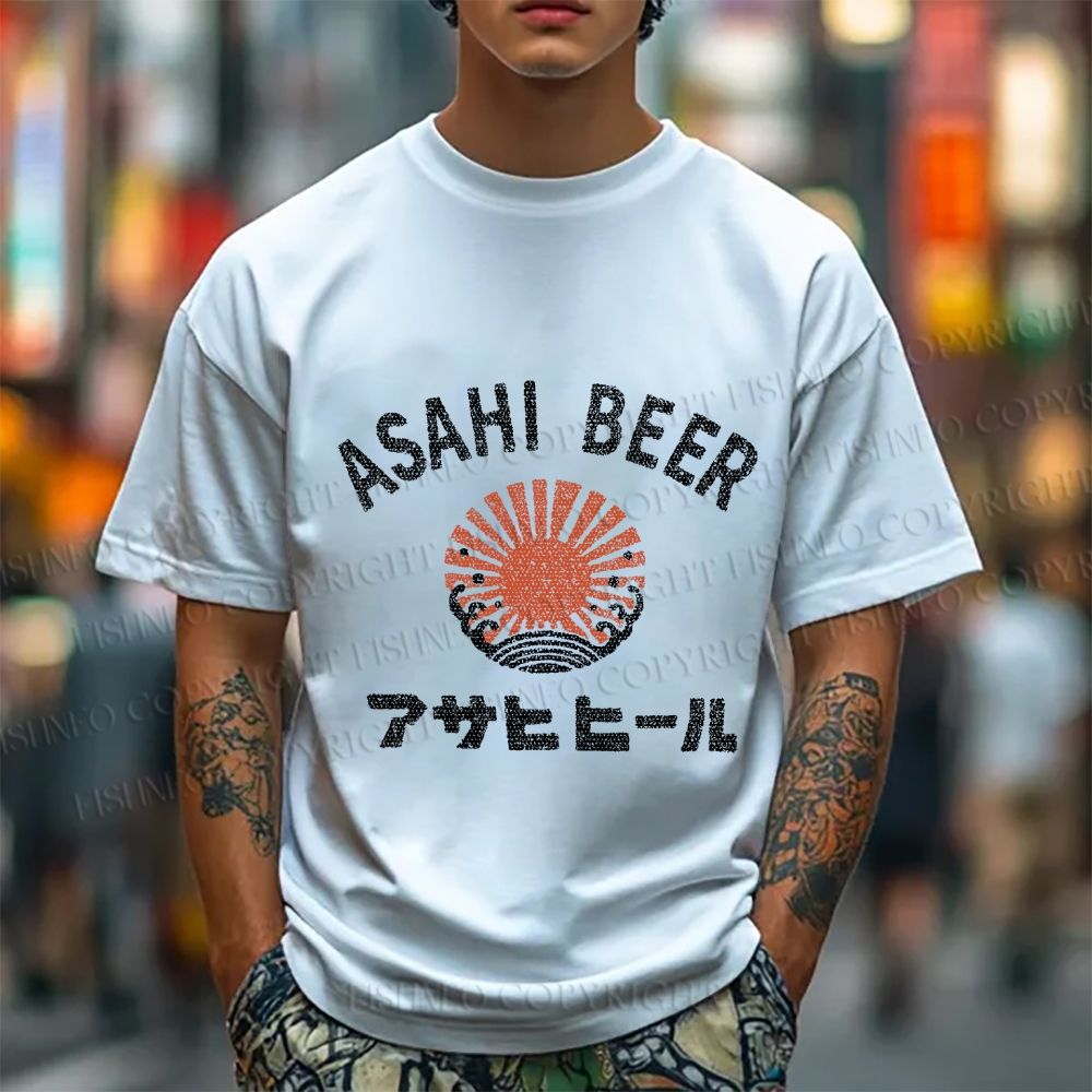 Unisex Asahi Beer Wave Vintage Classic Cotton T-shirt