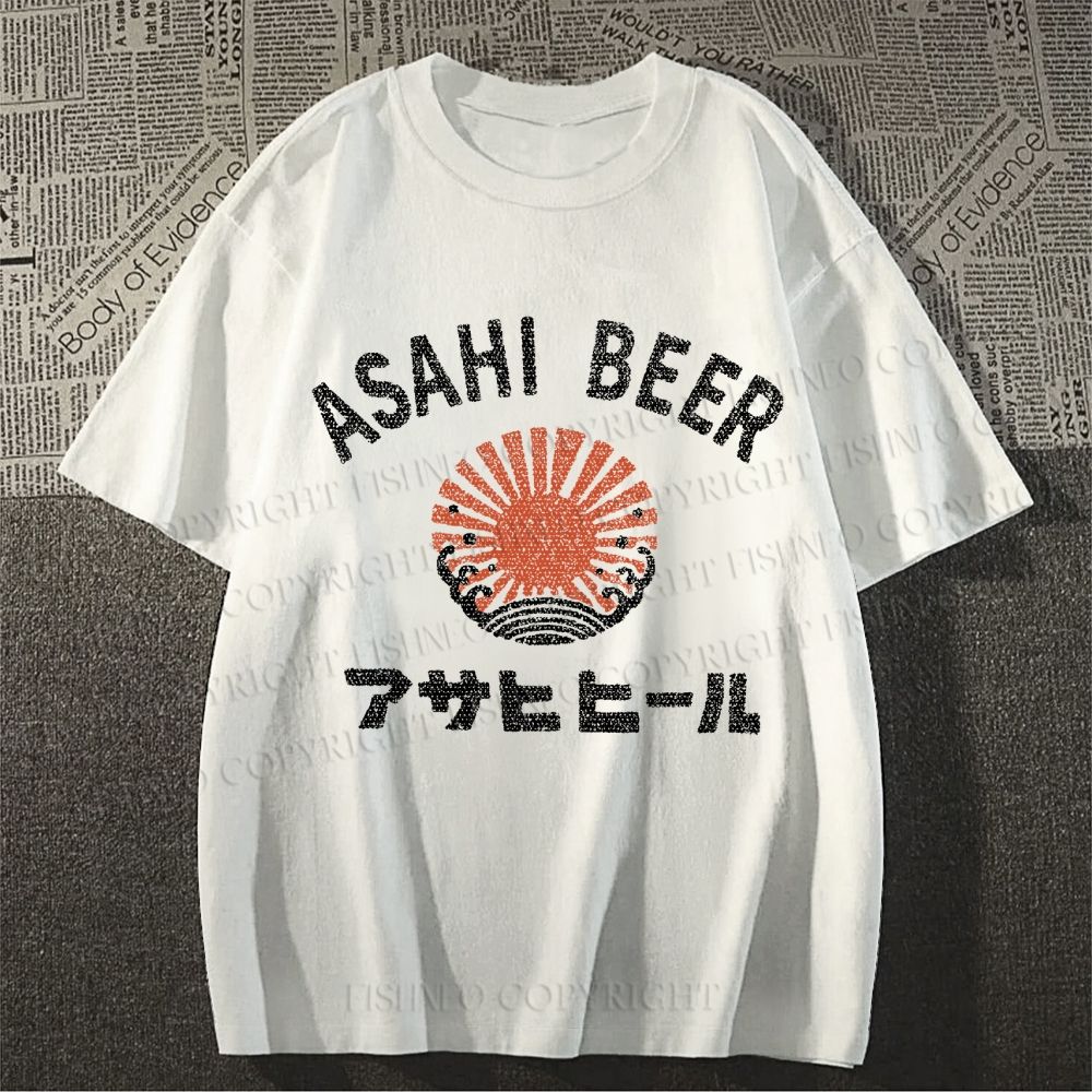 Unisex Asahi Beer Wave Vintage Classic Cotton T-shirt
