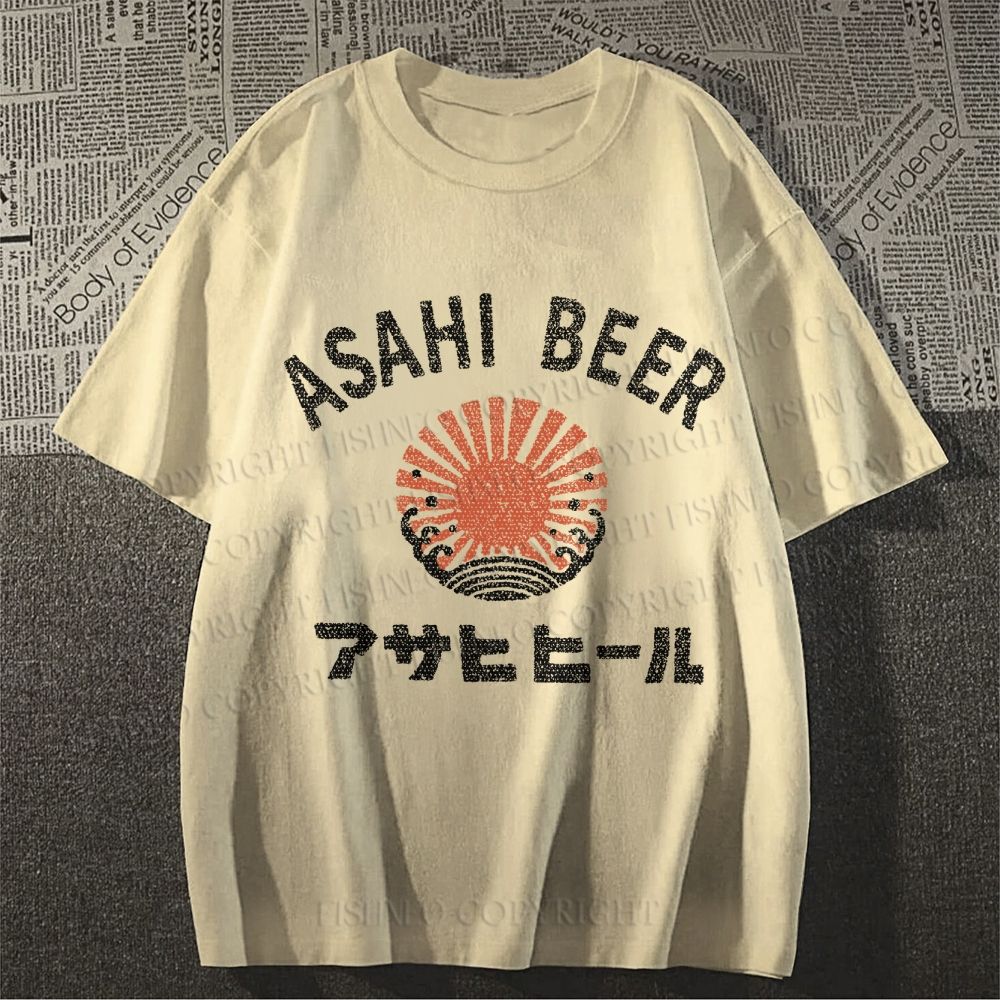 Unisex Asahi Beer Wave Vintage Classic Cotton T-shirt