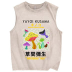 Yayoi Kusama Mushroom Vintage Distressed Washed Tank Top