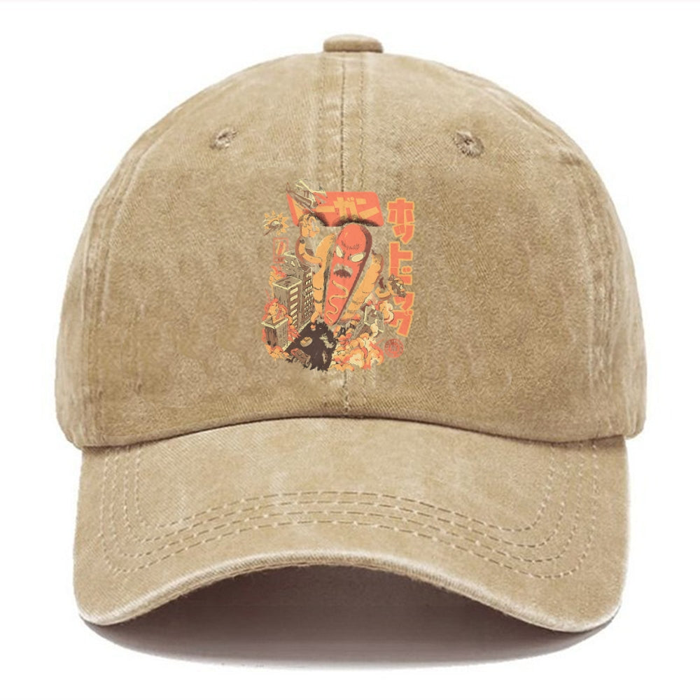 Great Hot Dog Kaiju Japanese Washed Cap