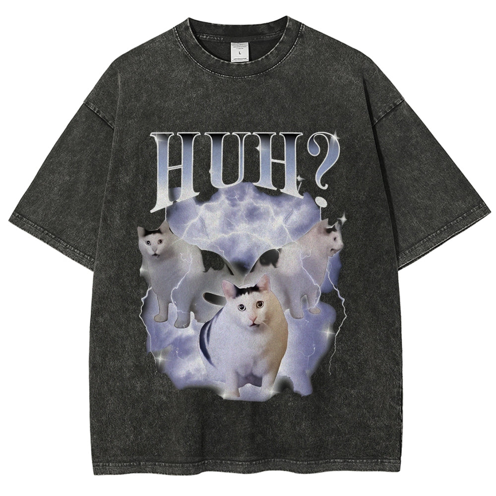 Huh Cat Chonky Ben Meme Washed T-Shirt