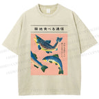 Unisex Tsukiji Market Fish Printed Washed Tee